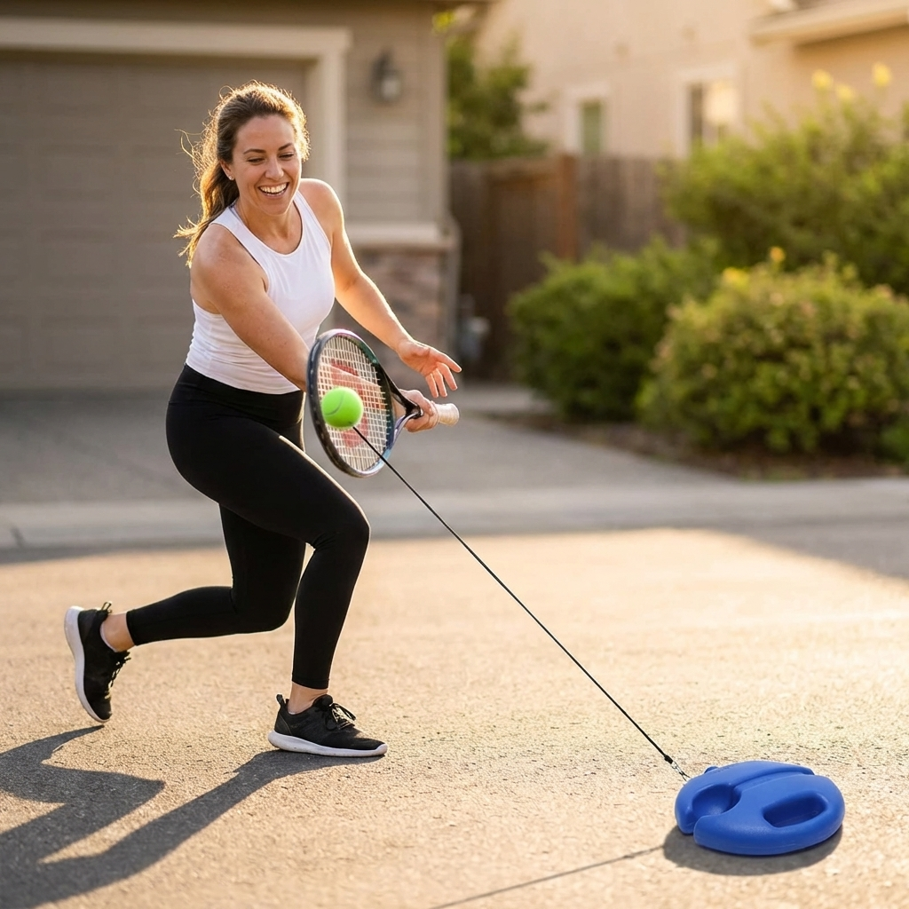 SwingBack Pro Solo Tennis Trainer — Rebound Ball Set & Weighted Base
