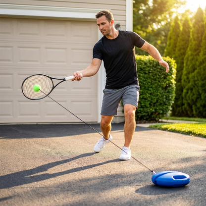 SwingBack Pro Solo Tennis Trainer — Rebound Ball Set & Weighted Base